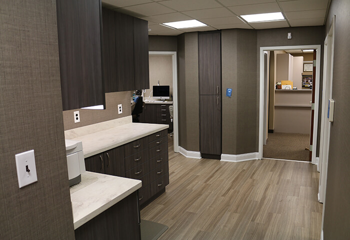 Hallway leading to patient treatment areas