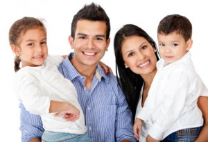 Happy family with beautiful smiles thanks to family dentistry Westfield relies on